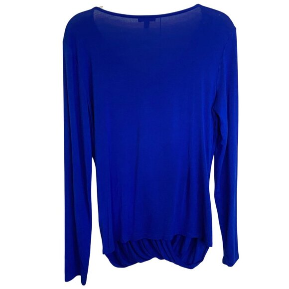 Cupio Womens Long Sleeve Draped Twist Knot Front Top Size M Royal Blue Romantic - Picture 2 of 8